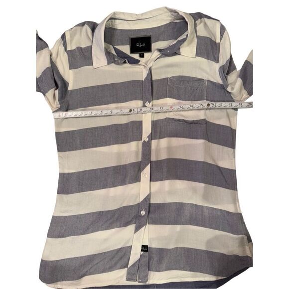 Rails 100% Rayon Long Sleeve Button Sleeve Button Down Blue & White Striped Shir - Picture 5 of 10
